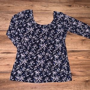 Navy blue with flowers 3/4 sleeve